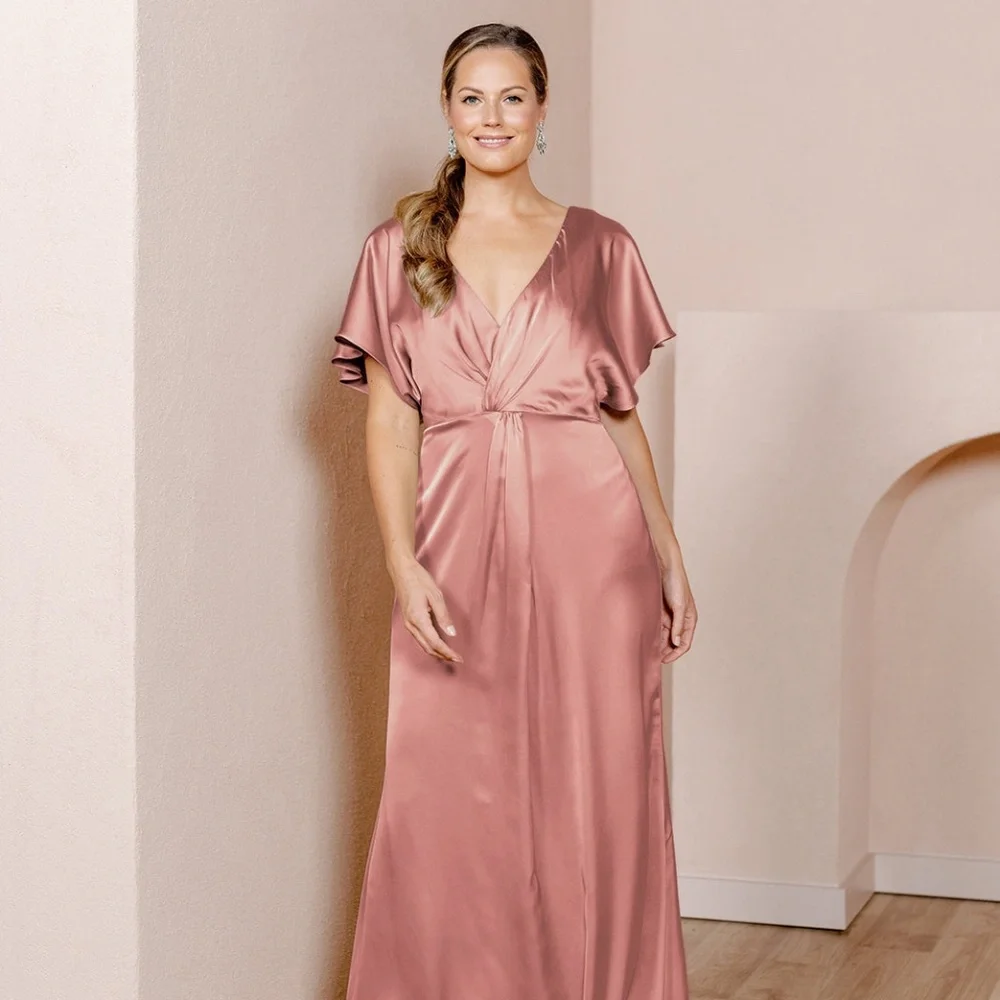 NWT Revelry Gwen Satin Bridesmaid Dress in Desert Rose - Picture 1 of 3
